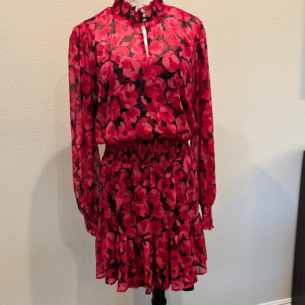 Tommy Hilfiger Sheer Red & Black Dress - 16